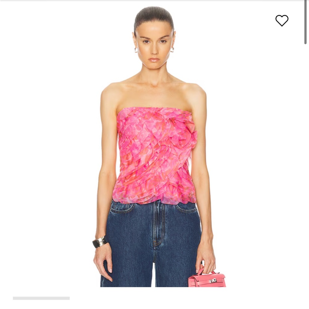 Aje Charmed strapless ruffled bustier top